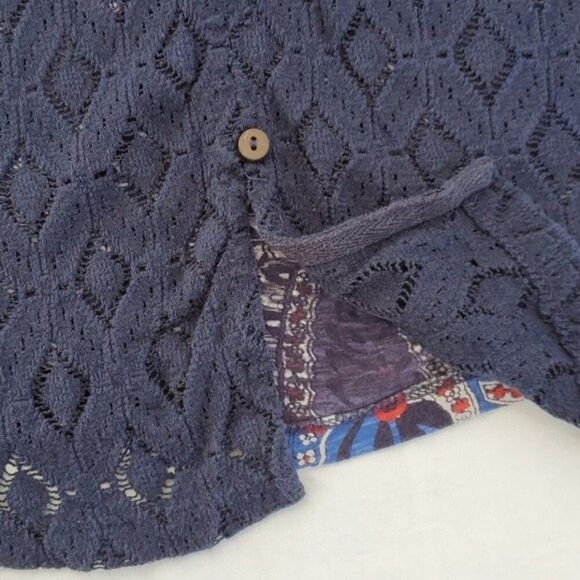 LUCKY BRAND LACE BACK TEE SHIRT BLUE SIZE MEDIUM RODEO COWGIRL WESTERN FESTIVAL - Picture 8 of 8